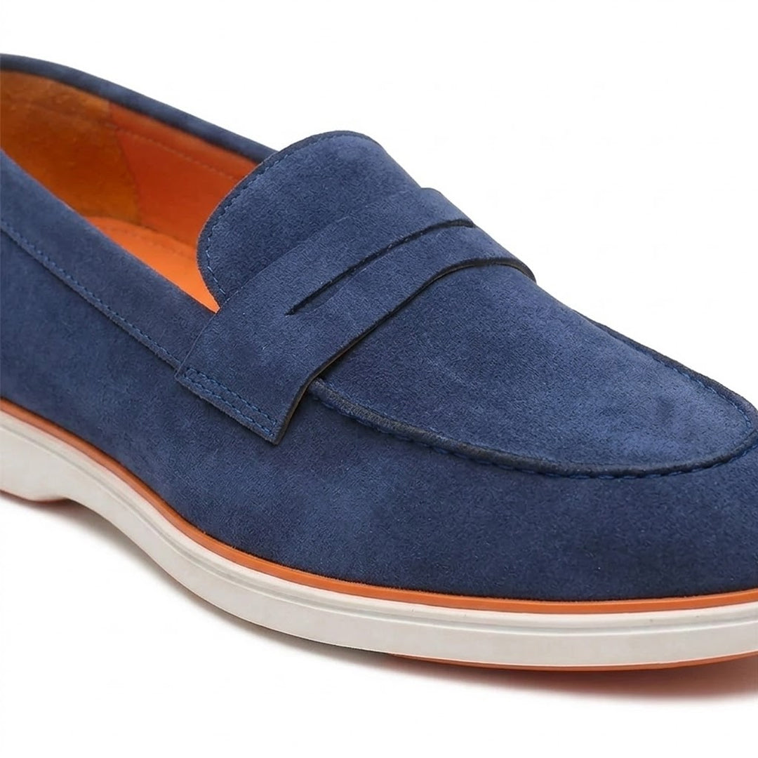 Velour Navy Blue - Italian Suede Leather Casual Loafer Shoes for Men – Smart, Breathable Summer-Walk Loafers