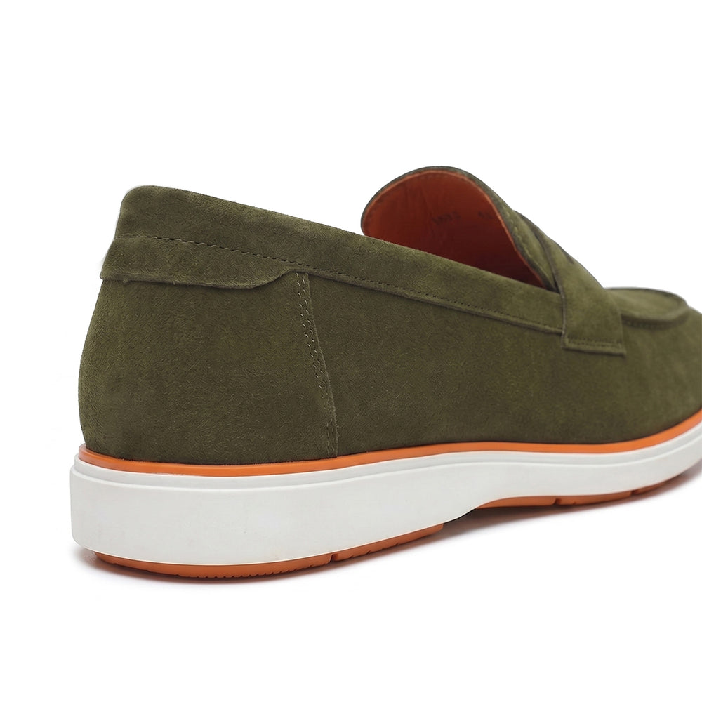 Hayes London | Velour Olive Green - Italian Suede Leather Casual Loafer Shoes for Men – Smart, Breathable Summer-Walk Loafers