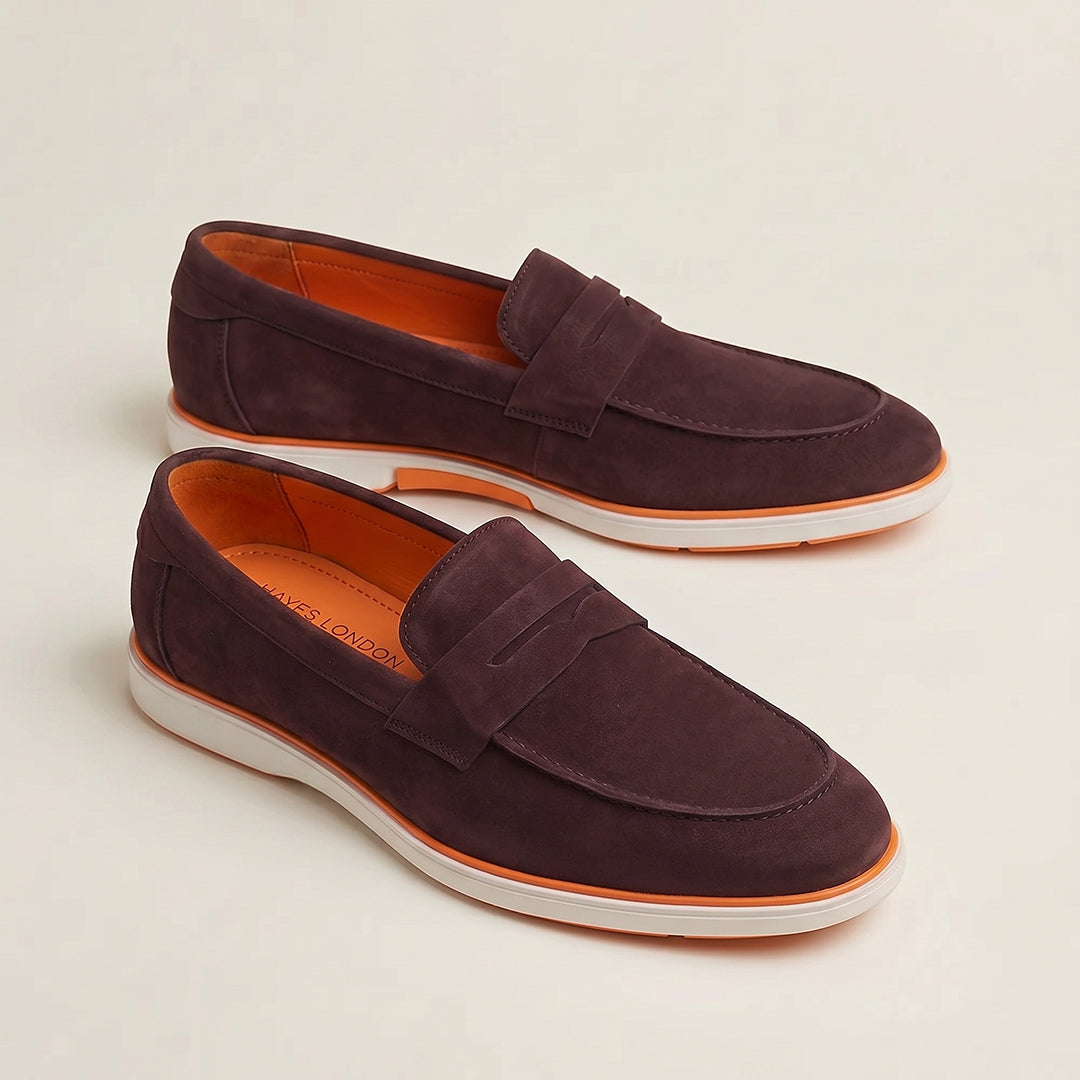 Velour Wine - Italian Suede Leather Casual Loafer Shoes for Men – Smart, Breathable Summer-Walk Loafers