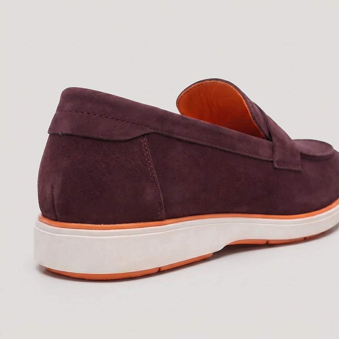 Velour Wine - Italian Suede Leather Casual Loafer Shoes for Men – Smart, Breathable Summer-Walk Loafers