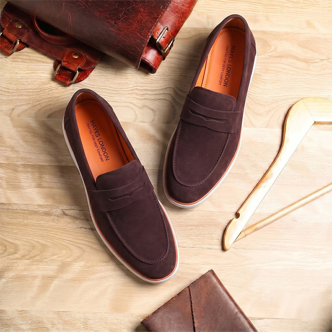 Velour Wine - Italian Suede Leather Casual Loafer Shoes for Men – Smart, Breathable Summer-Walk Loafers