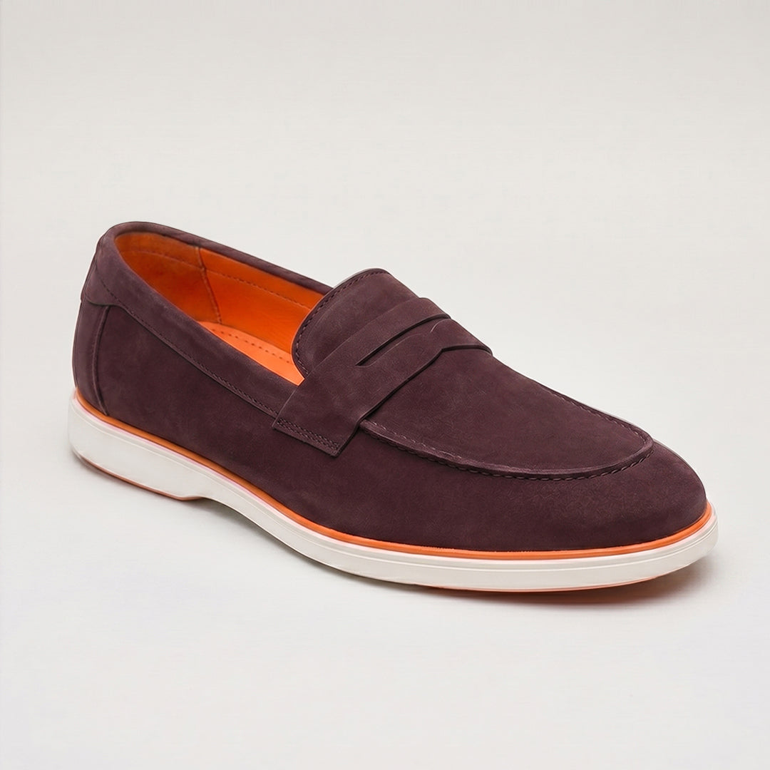 Velour Wine - Italian Suede Leather Casual Loafer Shoes for Men – Smart, Breathable Summer-Walk Loafers
