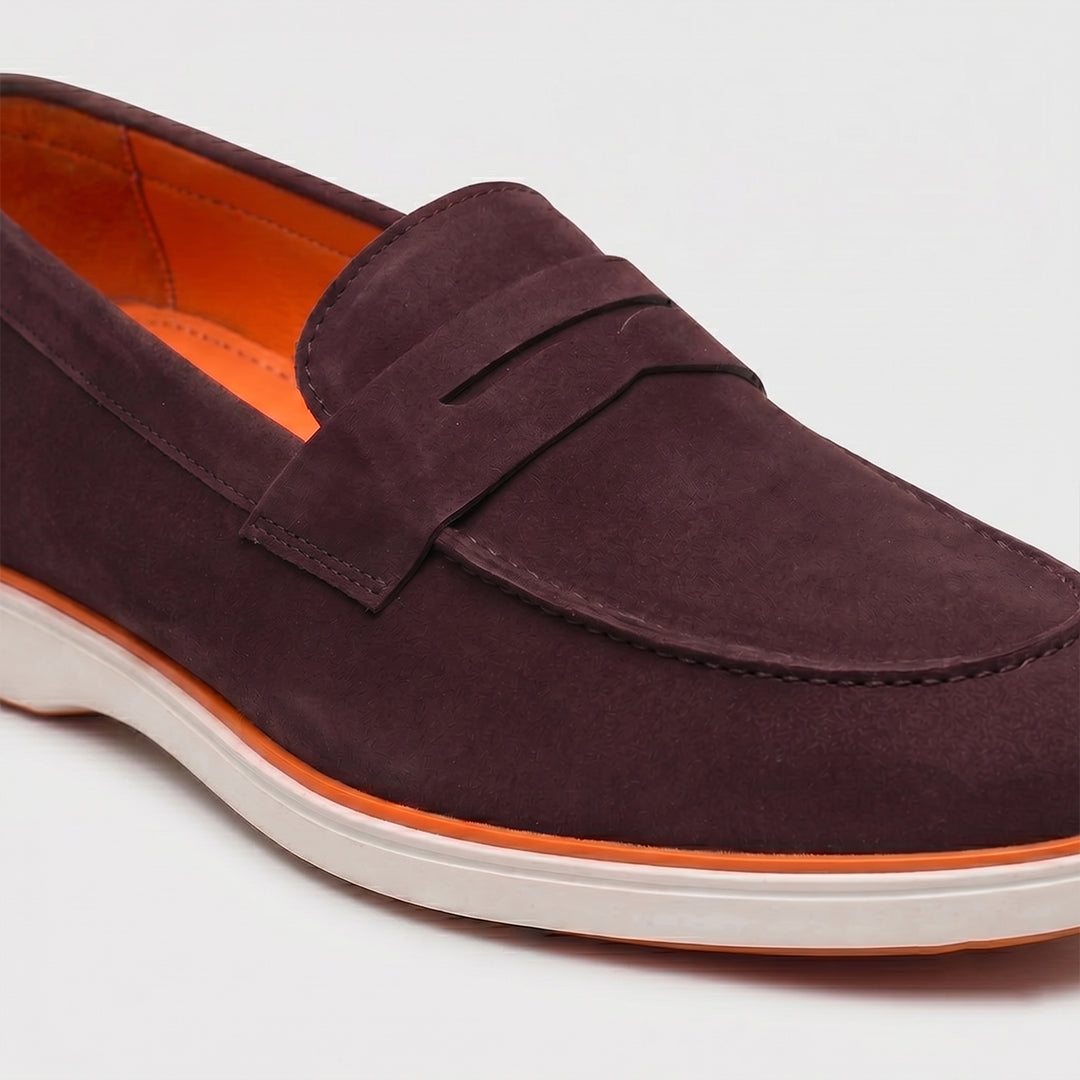 Velour Wine - Italian Suede Leather Casual Loafer Shoes for Men – Smart, Breathable Summer-Walk Loafers