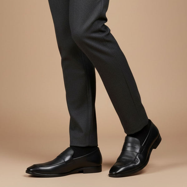 Hayes London | Windsor Black Genuine Leather Penny Loafers for Men – Formal Slip-On Shoes for Office & Party Wear