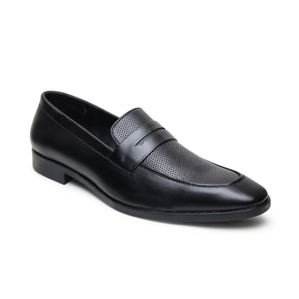 Hayes London | Windsor Black Formal Penny Loafers for Men – Genuine Leather Dotted Slip-On Shoes for Office & Party Wear