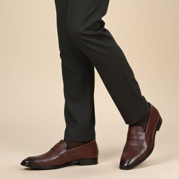 Hayes London | Windsor Brown Genuine Leather Penny Loafers for Men – Formal Slip-On Shoes for Office & Party Wear