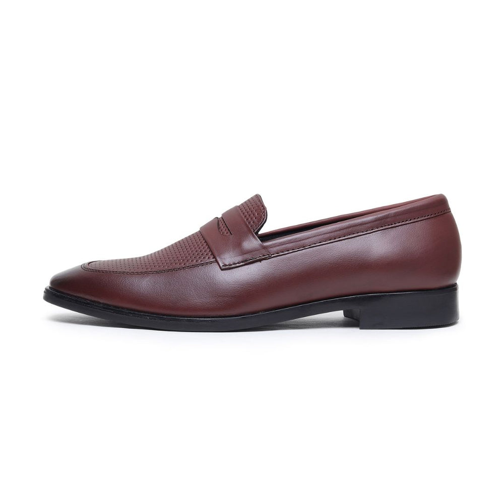 Hayes London | Windsor Brown Formal Penny Loafers for Men – Genuine Leather Dotted Slip-On Shoes for Office & Party Wear